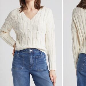 Madewell | Cream Cropped Cableknit Sweater